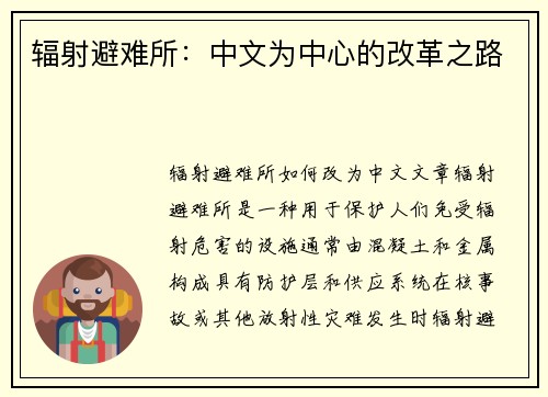 辐射避难所：中文为中心的改革之路